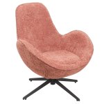 ARMCHAIR SWIVEL PINK BOUCLE FABRIC-BLACK METAL BASE 86x76x87Hcm