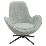 ARMCHAIR SWIVEL PISTACHIO GREEN BOUCLE FABRIC-BLACK METAL BASE 86x76x87Hcm