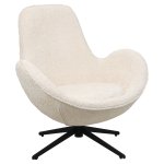 ARMCHAIR SWIVEL ECRU BOUCLE FABRIC-BLACK METAL BASE 86x76x87Hcm