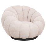 ARMCHAIR SWIVEL ECRU BOUCLE-BLACK METAL BASE 90x93x65Hcm