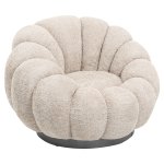 ARMCHAIR SWIVEL BEIGE BOUCLE-BLACK METAL BASE 90x93x65Hcm
