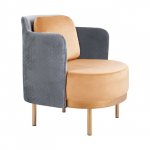 Ragna lounge cocktail armchair in gold and gray with gold metal legs