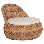 SESSEL RUND RATTAN IN NATUR-KISSEN IN ECRU 97x97x76Hcm