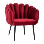 Luxus Cocktailsessel Vivien aus Samt in Rot mit Metallbeinen in Schwarz