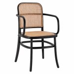 Wooden armchair with rattan in black color 56x56x90cm