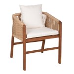 ARMCHAIR TEAK WOOD ROPE CUSHIONS 60x62x74-88 cm