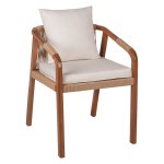 ARMCHAIR TEAK WOOD ROPE AND CUSHIONS 57x63.5x75-88H cm