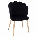 STUHL AVIE SAMT SCHWARZ MIT METALL GOLD RAHMEN 48x48x85 cm