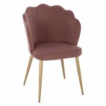 STUHL AVIE SAMT ROSE MIT METALL GOLD RAHMEN 48x48x85 cm