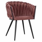 LUANDA ARMCHAIR VELVET ROSE AND METAL LEGS 60x54x78 cm
