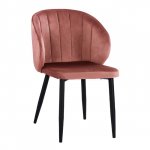 Sessel "DUANE" mit samtgepolsterten Armen in Rosa und schwarzen Metallbeinen