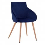 Sessel IVY aus Samt in Farbe Blau mit Metallbeinen