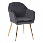 Sessel "Sawyer" aus grauem Samt mit goldenen Beinen 55x60x83 cm