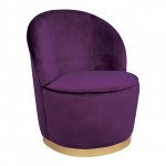 Armchair Lubna with backrest, purple and gold base