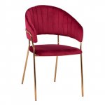 Sessel Theodore mit Samtstoff in Rot und Metallrahmen in Gold