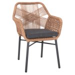 SESSEL ALUMINIUM ANTHRAZIT-PE RATTAN BEIGE-KISSEN ANTHRAZIT57x65x84Hcm