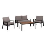 4-tlg.Loungegarnitur aus Aluminium in Grau