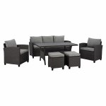 Outdoor Set aus Metall und grauem Wicker