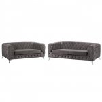 WOHNZIMMER-SET 2-SITZ & 3-SITZ ALBERT T.CHESTERFIELD GRAU FARBE