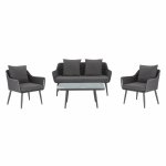 Outdoor-Lounge aus Metallrahmen in grauer Farbe (4-teilig)