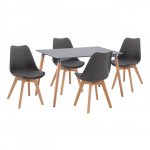 Set Esstisch 5 Set Tisch Eiche mit Stühlen in Dunkelgrau