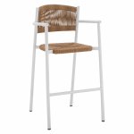 ALUMINIUM HOCKER WEISS MIT BEIGE SEIL
