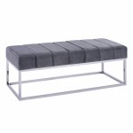 GRAY VELVEL STOOL WITH CHROME BASE