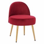 HOCKER MIT RÜCKEN "YASMINE" AUS ROT SAMT & GOLDENEN FÜSSEN 47x43x65Y cm.