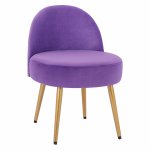 HOCKER MIT RÜCKEN "YASMINE" AUS LILA SAMT & GOLDENEN FÜSSEN 47x43x65Y cm.