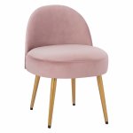 HOCKER "YASMINE" AUS PINK SAMT & GOLDENEN FÜSSEN 47x43x65Y cm.