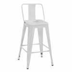 Mittelhoher Hocker "Melita" aus Metall mit Rückenlehne in weiß Matt 42x42x89,5 cm