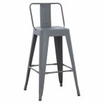 Mittelhoher Hocker "Melita" aus Metall mit Rückenlehne in grau 42x42x89,5 cm