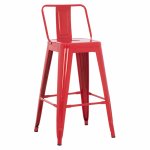 Mittelhoher Hocker "Melita" aus Metall mit Rückenlehne in rot 42x42x89,5 cm