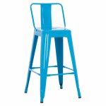 Mittelhoher Hocker "Melita" aus Metall mit Rückenlehne in blau 42x42x89,5 cm