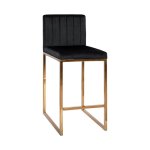 Barhocker PIPER aus Samt in Farbe Schwarz mit goldenem Metallrahmen