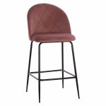 Barhocker "Odell" mittelhoch mit Metallfüßen aus rose Samt 45x53x98 cm