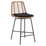HOCKER AUS METALL MIT KISSEN MIT WICKER BEIGE 45x46.5x115 cm
