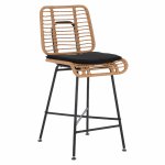 HOCKER AUS METALL MIT KISSEN MIT WICKER BEIGE 45x46.5x115 cm
