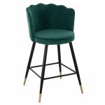 MITTELHOHER HOCKER VESNA AUS GRÜNEM SAMT UND METALLGESTELL 50x50x90 cm