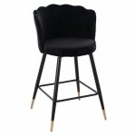 MITTELHOHER HOCKER VESNA AUS SCHWARZEM SAMT UND METALLGESTELL 50x50x90 cm