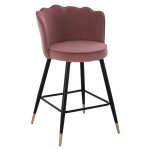MITTELHOHER HOCKER VESNA AUS ROSE SAMT UND METALLGESTELL 50x50x90 cm