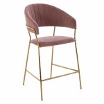 MEDIUM HEIGHT STOOL THEODORE ROSE VELVET WITH BLACK FRAME 60x55x100 cm
