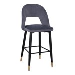 Barhocker HARPER mit Samtstoff in Grau