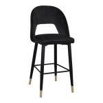 Barhocker HARPER mit Samtstoff in Schwarz