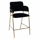 MEDIUM HEIGHT STOOL KELSO BLACK VELVET WITH METAL FRAME 54x58x95 cm