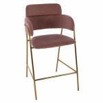 MEDIUM HEIGHT STOOL KELSO ROSE VELVET WITH METAL FRAME 54x58x95 cm