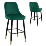 Bar stool Serenity with velvet fabric in green