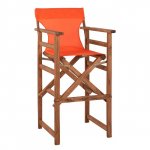 Direktor Barhocker "Limnos" in Walnuss mit Textilene Bezug in orange