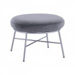 Hocker "Trudi" aus grau Samt mit silbernem Untergestell 55x47x37 cm