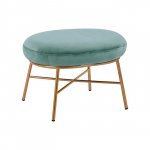 Hocker "Trudi" aus türkisem Samt mit goldenem Untergestell 55x47x37 cm